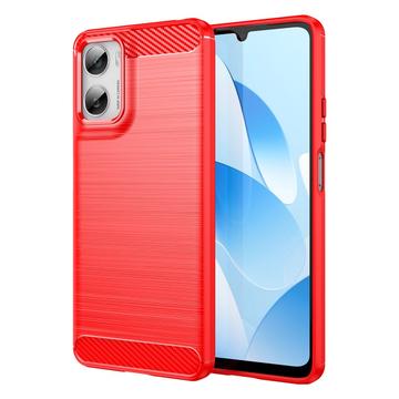 Carcasa de TPU Brushed para Motorola Moto G06/G06 Power - Fibra de Carbono - Rojo