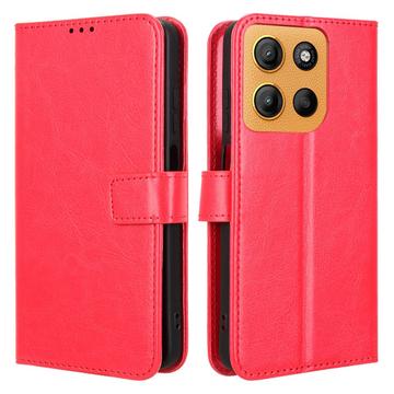 Funda de cartera con cierre magnético para Motorola Moto G15/G15 Power - Rojo