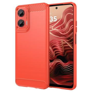 Carcasa de TPU Brushed para Motorola Moto G35 - Fibra de Carbono - Rojo
