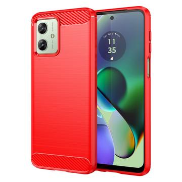 Carcasa de TPU Brushed para Motorola Moto G54 - Fibra de Carbono - Rojo