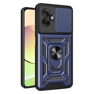 Funda Híbrida con Anillo Giratorio y Protector de Cámara para Motorola Moto G55 - Azul