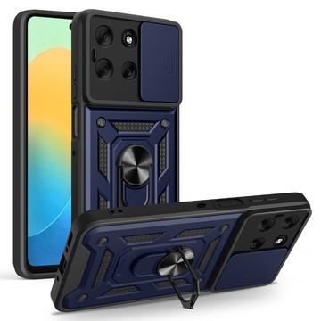 Funda híbrida con anillo giratorio y protector de cámara para Motorola Moto G56