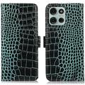 Funda Crocodile con RFID para Motorola Moto G75 - Estilo Cartera - Verde