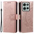 Funda Mandala Series para Motorola Moto G75 - Estilo Cartera - Rosa Dorado