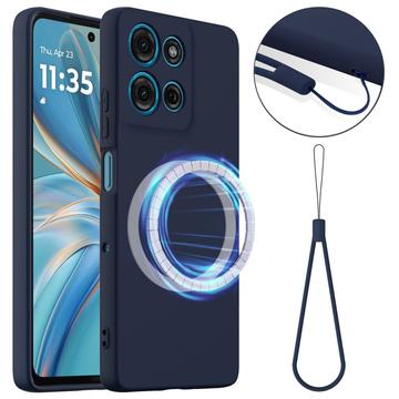 Funda de Silicona Líquida para Motorola Moto G86 Power - Compatible con MagSafe - Azul Oscuro