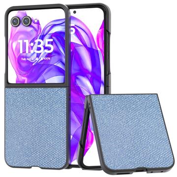 Funda híbrida con textura de diamantes de imitación para Motorola Razr 50 Ultra - Azul