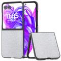 Funda híbrida con textura de diamantes de imitación para Motorola Razr 50 Ultra - Plata