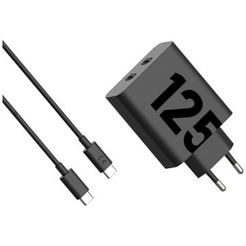 Cargador de pared doble USB-C Motorola TurboPower 125W con cable USB-C - Negro