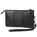 Multi-Slot Universal Hand & Waist Leather Bag - 6.5" - Black