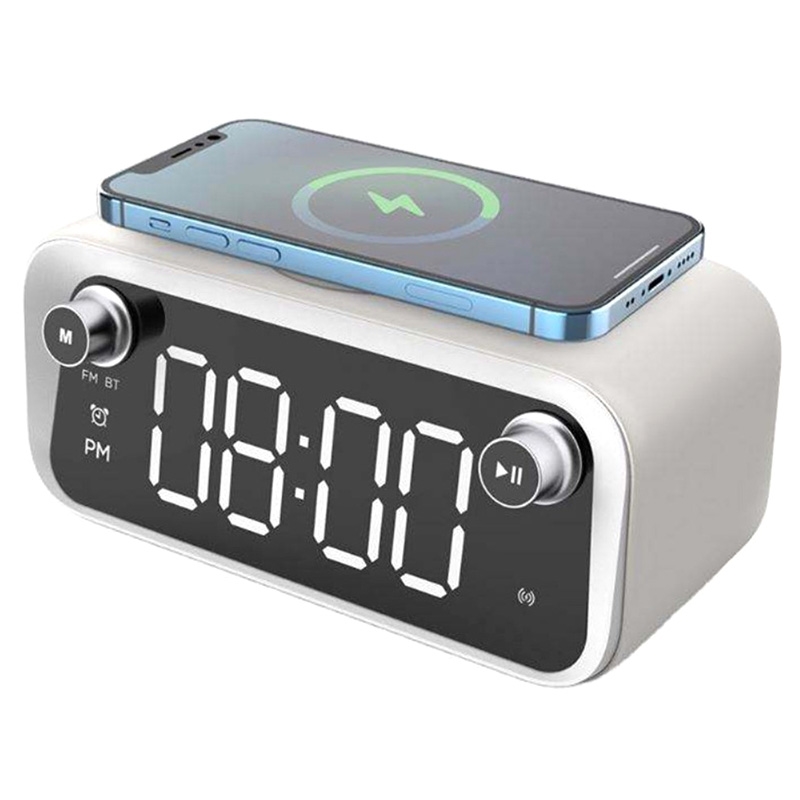 Altavoz Bluetooth Multifuncional / Cargador Inalámbrico con Reloj  Despertador - 15W