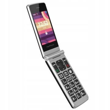 MyPhone Tango LTE Flip Phone con botones de seguridad SOS e ICE - Negro / Plata