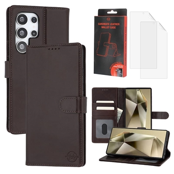 Funda de Cuero MyTPhone CardMate para Samsung Galaxy S24 Ultra - Estilo Cartera - Marrón oscuro