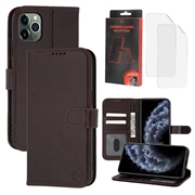 Funda de Cuero MyTPhone CardMate para iPhone 11 Pro Max - Estilo Cartera - Marrón oscuro