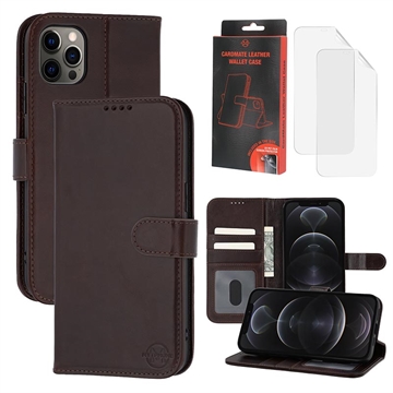Funda de Cuero MyTPhone CardMate para iPhone 12/12 Pro - Estilo Cartera - Marrón oscuro