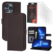 Funda de Cuero MyTPhone CardMate para iPhone 13 Pro Max/12 Pro Max - Estilo Cartera - Marrón oscuro