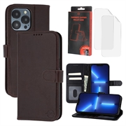 Funda de Cuero MyTPhone CardMate para iPhone 13 Pro - Estilo Cartera - Marrón oscuro