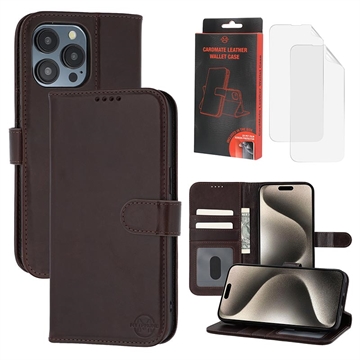 Funda de Cuero MyTPhone CardMate para iPhone 15 Pro Max - Estilo Cartera - Marrón oscuro