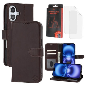 Funda de Cuero MyTPhone CardMate para iPhone 16 - Estilo Cartera - Marrón oscuro