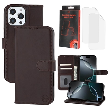 Funda de Cuero MyTPhone CardMate para iPhone 16 Pro - Estilo Cartera - Marrón oscuro