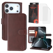 Funda de Cuero MyTPhone CardMate para iPhone 17 Pro Max - Estilo Cartera - Marrón oscuro