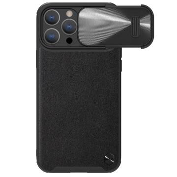 Carcasa Recubierta de Cuero Nillkin CamShield S para iPhone 14 Pro