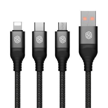 NILLKIN Swift Pro Cable 3-en-1 USB trenzado de nylon a Type-C / iP / Micro Cable de carga