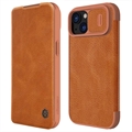 Funda con Tapa Nillkin Qin Pro para iPhone 15 - Marrón