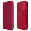 Funda con Tapa Nillkin Qin Pro para iPhone 15 Pro Max - Rojo