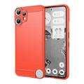 Carcasa de TPU Brushed para Nothing CMF Phone 2 Pro - Fibra de Carbono - Rojo