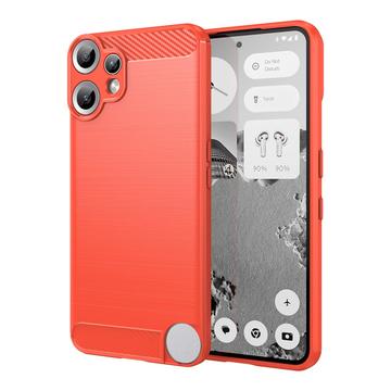 Carcasa de TPU Brushed para Nothing CMF Phone 2 Pro - Fibra de Carbono - Rojo