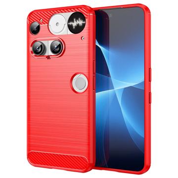 Carcasa de TPU Brushed para Nothing Phone (3) - Fibra de Carbono - Rojo