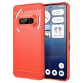 Carcasa de TPU Brushed para Nothing Phone (3a) - Fibra de Carbono - Rojo