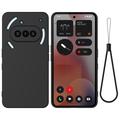 Nothing Phone (3a) Funda de silicona líquida con correa de mano - Negro