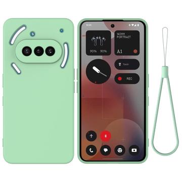 Nothing Phone (3a) Funda de silicona líquida con correa de mano - Verde