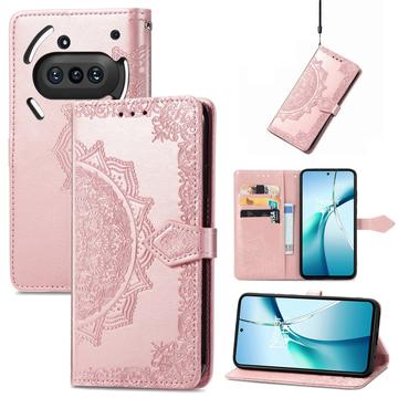 Funda Mandala Series para Nothing Phone (3a) - Estilo Cartera - Rosa Dorado