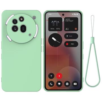 Nothing Phone (3a) Pro Funda de silicona líquida con correa de mano - Verde