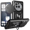Funda híbrida con anillo giratorio y protector de cámara para Nothing Phone (3a) Pro - Negro