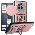 Funda híbrida con anillo giratorio y protector de cámara para Nothing Phone (3a) Pro - Rosa Dorado