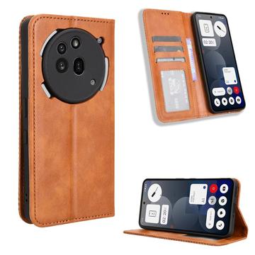 Funda de cartera con cierre magnético para Nothing Phone (3a) Pro - Marrón