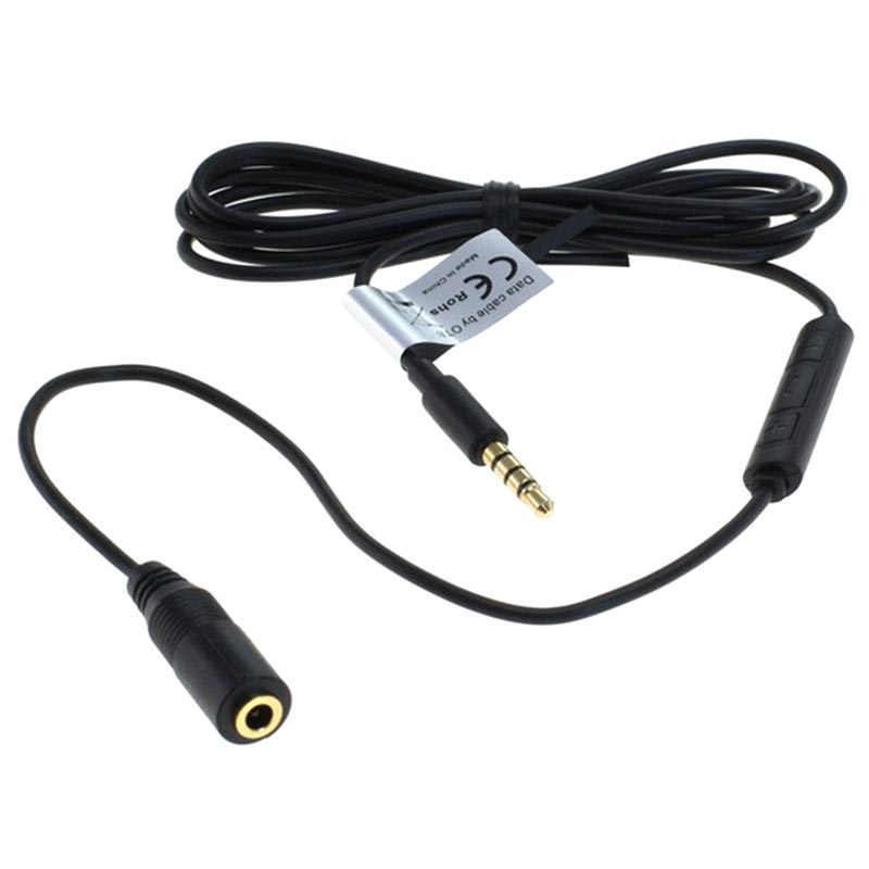 Cable de Extensión de Audio de 3.5mm con Micrófono OTB 125cm Negro