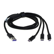OTB Cable de carga 3 en 1 - Lightning, USB-C, MicroUSB - 1m - Negro