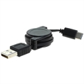 Cable de Datos Enrollable OTB USB-A 2.0 / USB-C - 70cm - Negro