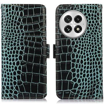 Funda Crocodile con RFID para OnePlus 13 - Estilo Cartera - Verde