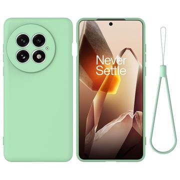 OnePlus 13 Funda de silicona líquida con correa de mano - Verde