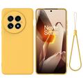 OnePlus 13 Funda de silicona líquida con correa de mano - Amarillo