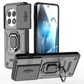 Funda híbrida con anillo giratorio y protector de cámara para OnePlus 13 - Negro