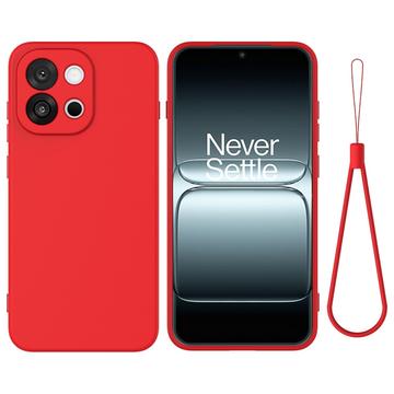 OnePlus 13T Funda de silicona líquida con correa de mano - Rojo