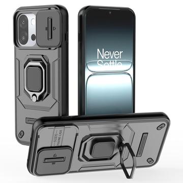 Funda híbrida con anillo giratorio y protector de cámara para OnePlus 13T - Negro