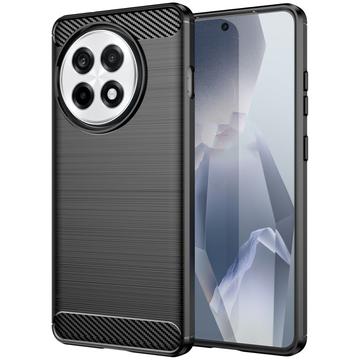 Carcasa de TPU Brushed para OnePlus Ace 5/5 Pro/13R - Fibra de Carbono - Negro