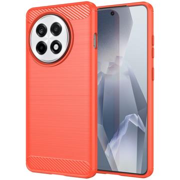 Carcasa de TPU Brushed para OnePlus Ace 5/5 Pro/13R - Fibra de Carbono - Rojo